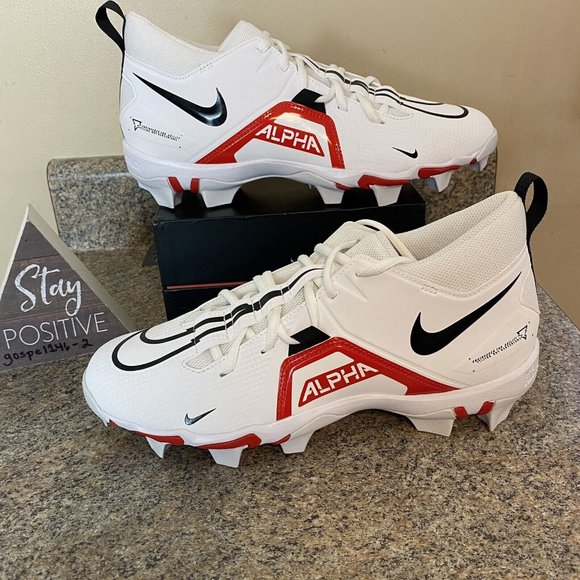 Nike Alpha‎ Menace 3 Shark Football Cleats White / Red (CV0582-103) Mens Size 14 main image 6